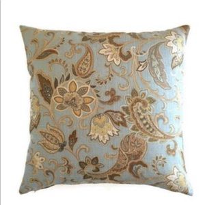 3 - Farmhouse French Country Paisley Brown Linen 22” Square Pillow Covers